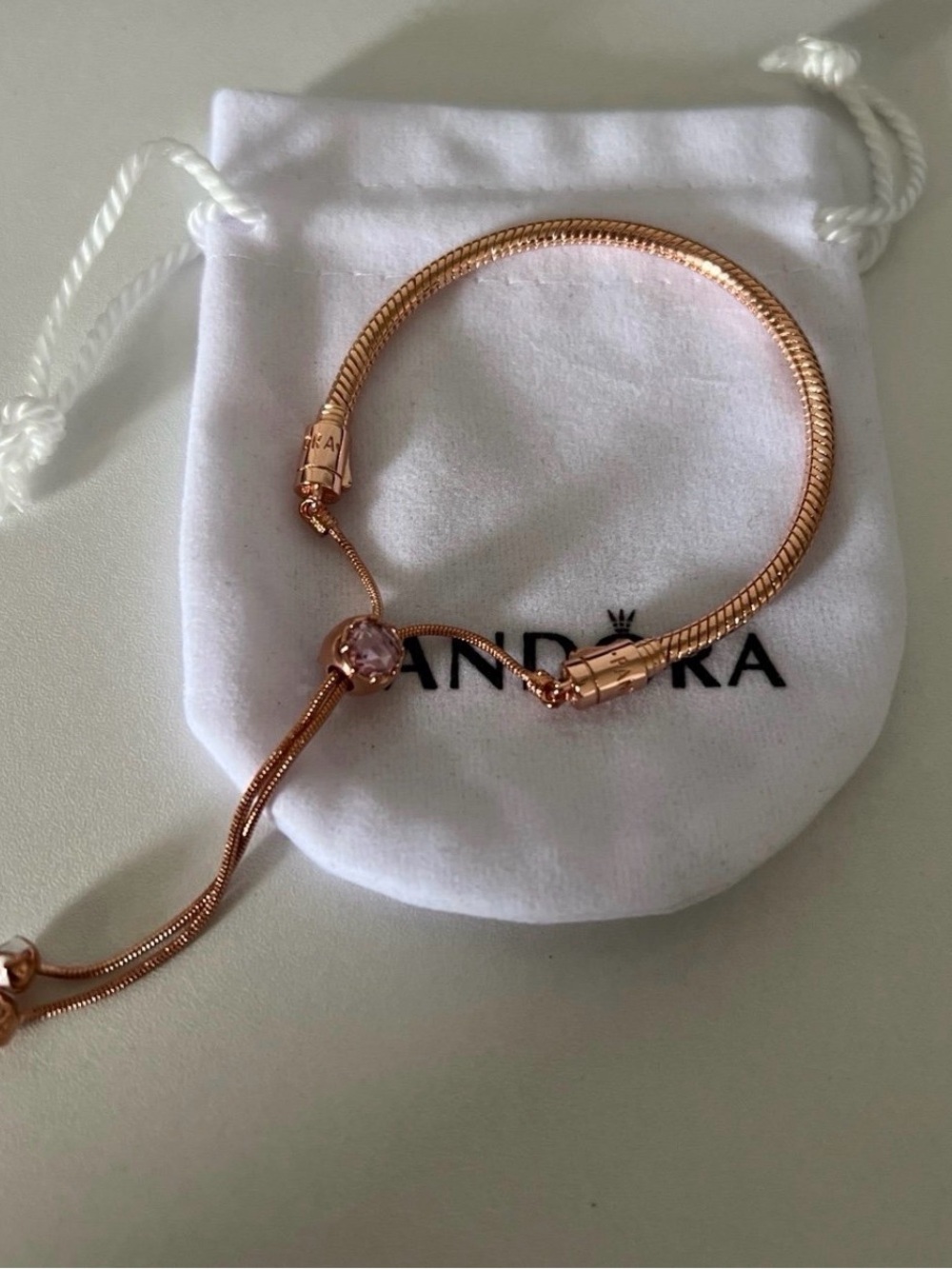 Pandora Rose Gold Adjustable Snake Chain Bracelet